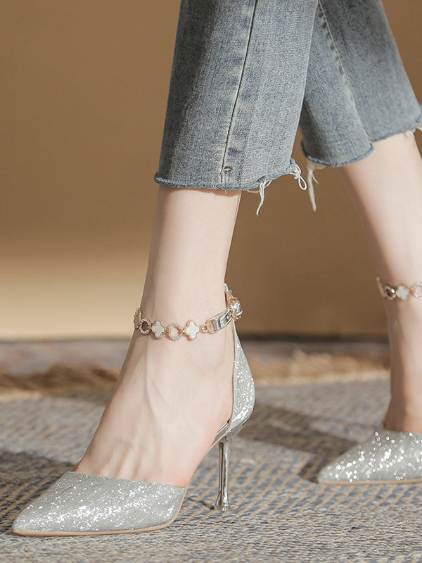 clover chain pointed toe heel