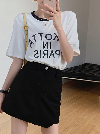 denim culottes mini skirt