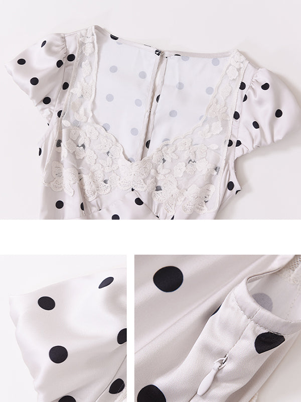 dot lace tight long dress