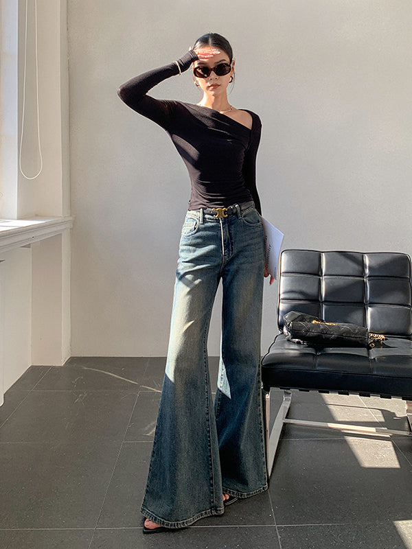asymmetry fit long sleeve tops