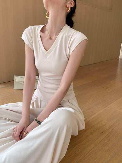 v neck smooth fit tops