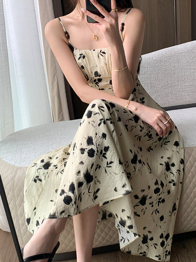 french flower camisole long one piece