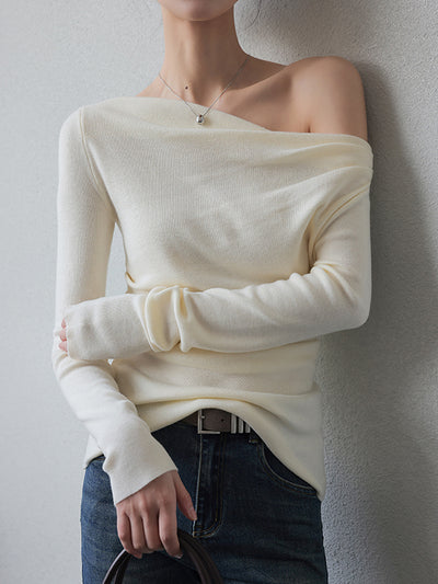 one shoulder sweater slim fit tops