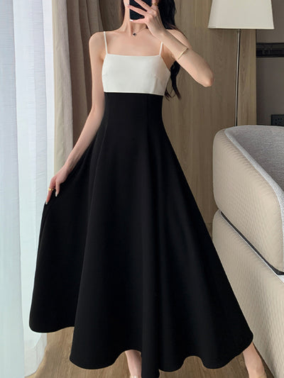 bicolor camisole flare dress