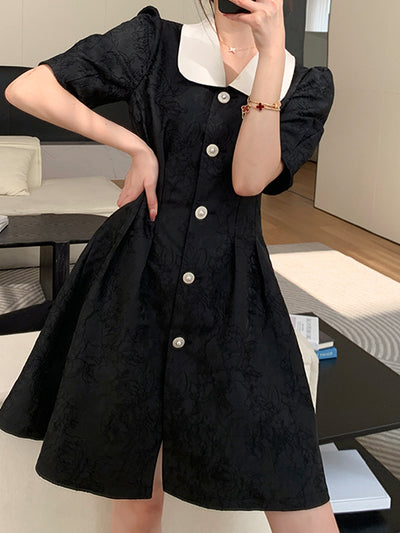 french waist slim button one piece