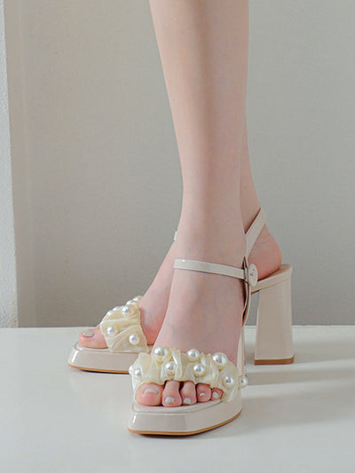 square toe chunky heel strap sandals