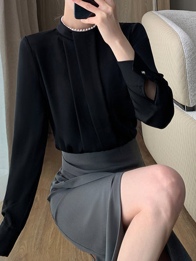 slit gray tight long skirt