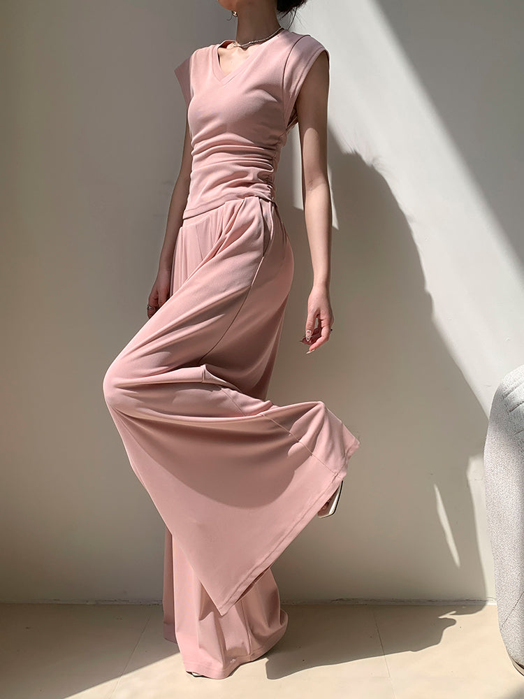 high waist smooth wide long pants