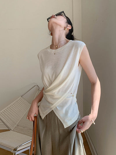 round neck cross slim fit tops