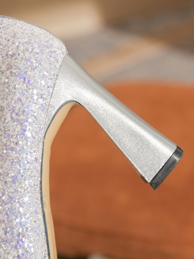 crystal square toe high heel pumps